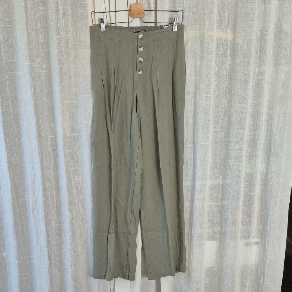 NWT Rewash Women's Olive Sage Green Wide Pants Chinos